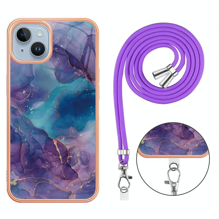 Electroplating Marble Dual Side Imd Phone Case With Lanyard