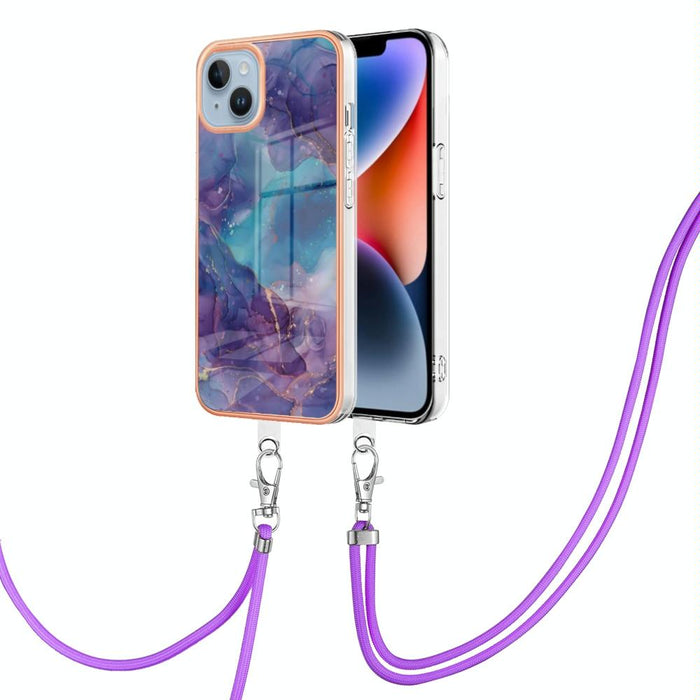 Electroplating Marble Dual Side Imd Phone Case With Lanyard