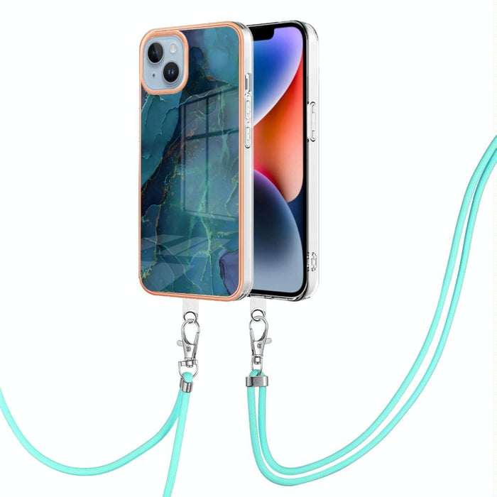 Electroplating Marble Dual Side Imd Phone Case With Lanyard