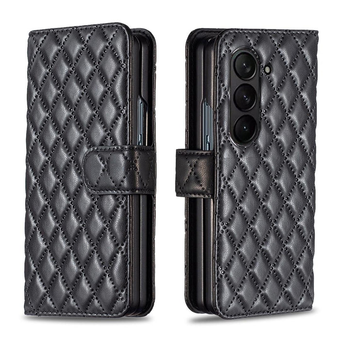 Diamond Lattice Wallet Case For Samsung Fold 4