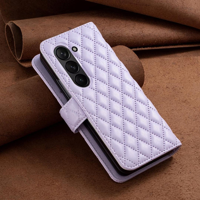 Diamond Lattice Wallet Case For Samsung Fold 4