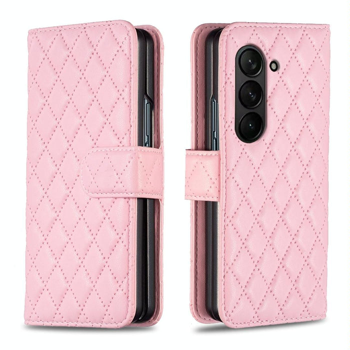 Diamond Lattice Wallet Case For Samsung Fold 4