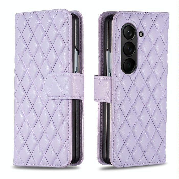 Diamond Lattice Wallet Case For Samsung Fold 4