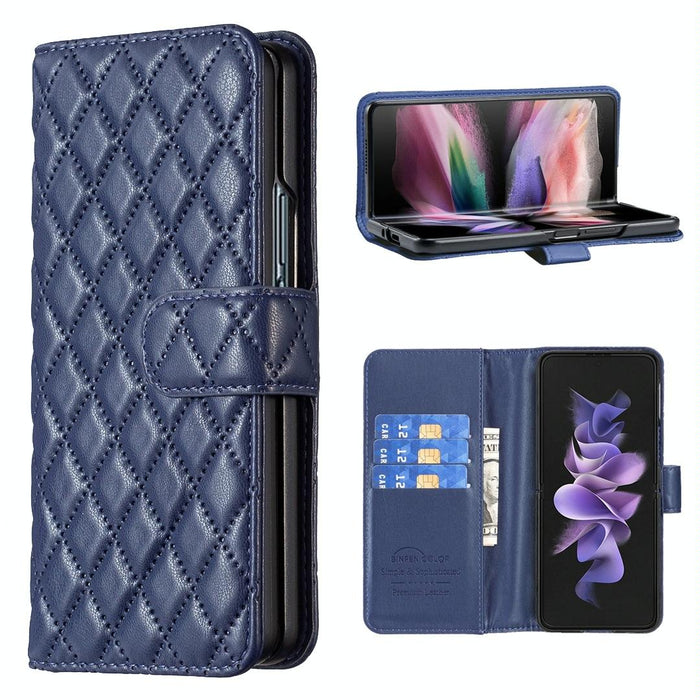 Diamond Lattice Wallet Case For Samsung Fold 4