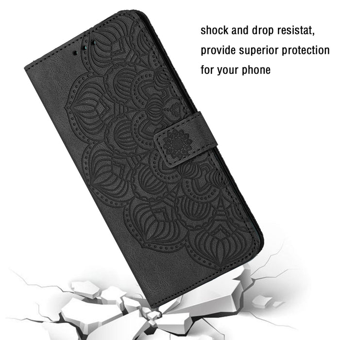 Mandala Embossed Flip Leather Phone Case For Iphone 15