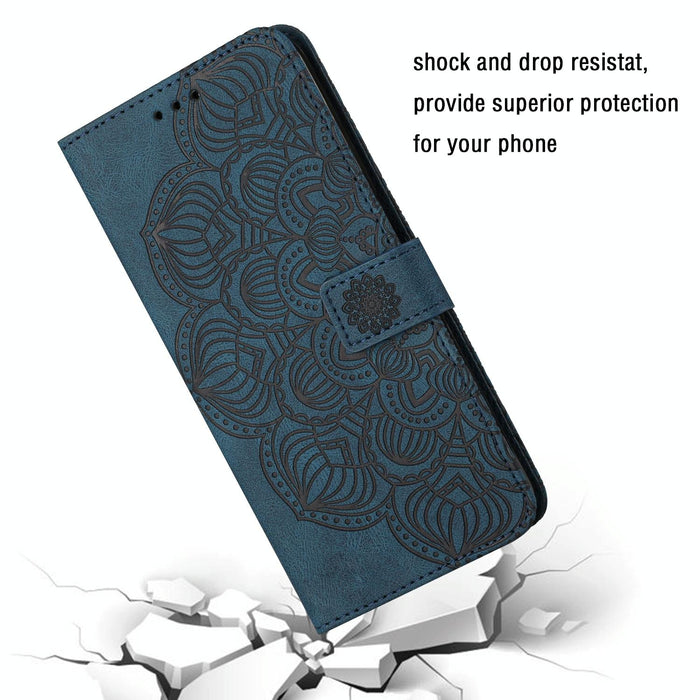 Mandala Embossed Flip Leather Phone Case For Iphone 15