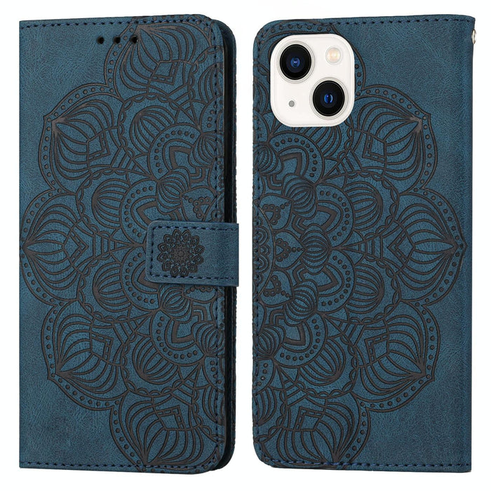 Mandala Embossed Flip Leather Phone Case For Iphone 15