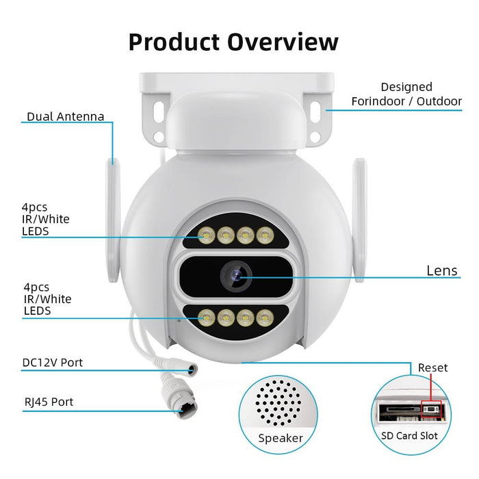 A8-C2 2Mp Smart Wifi Surveillance Ip Camera Dual-Light Full Colour Night Vision / Two Way Audio / Tf Card White