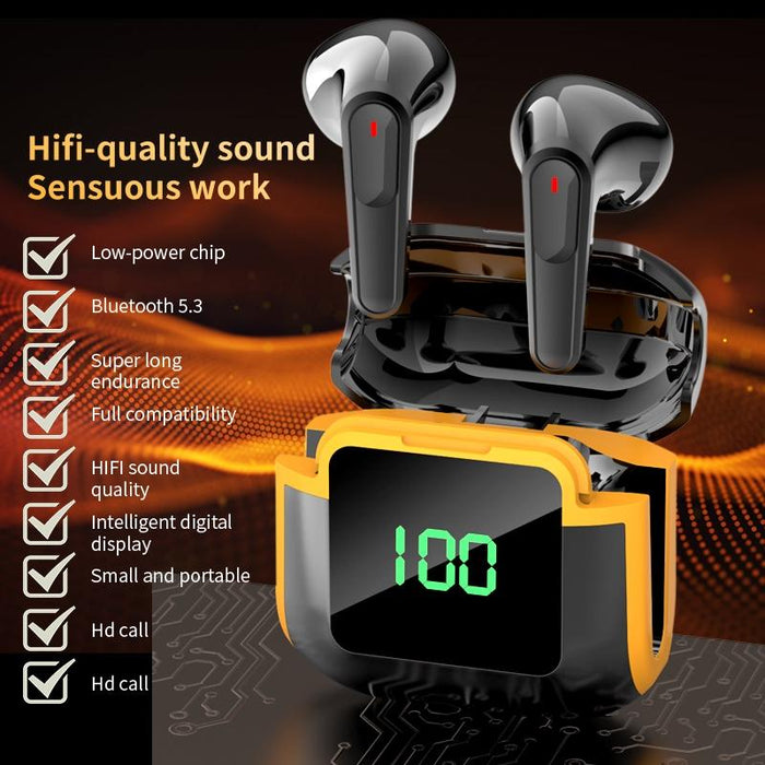 Pro 90 Hifi Level Intelligent Digital Display V5.3 Bluetooth Earphones Black