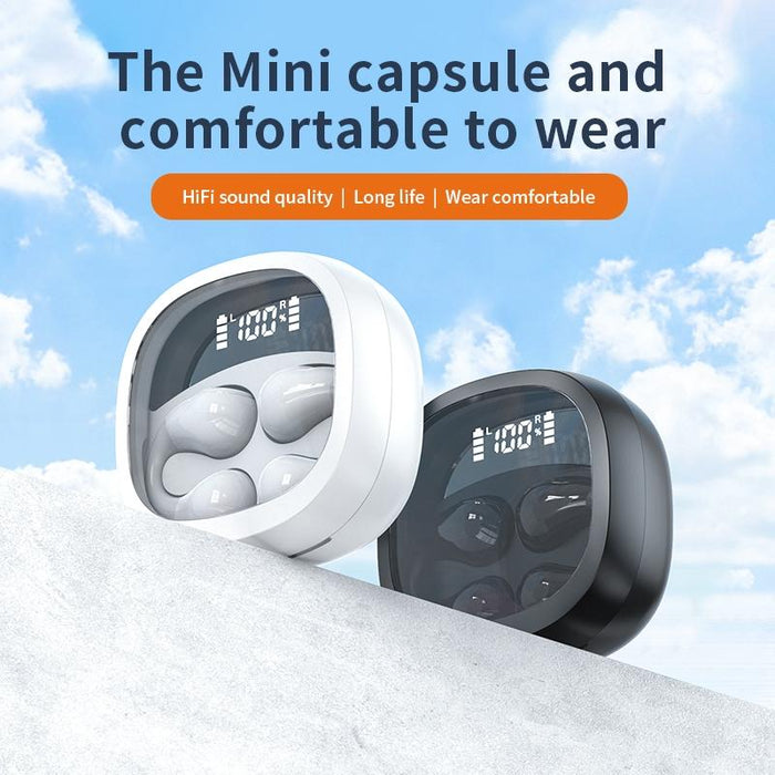 Transparent Capsule Smart Digital Display Ear-Hook Bluetooth Earphones