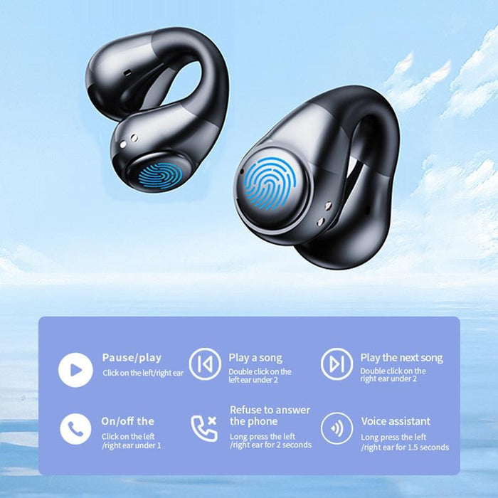 Transparent Capsule Smart Digital Display Ear-Hook Bluetooth Earphones