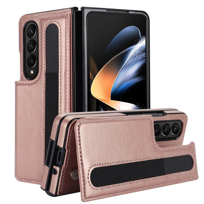 Double Buckle Pu Phone Case With Pen Slots For Samsung