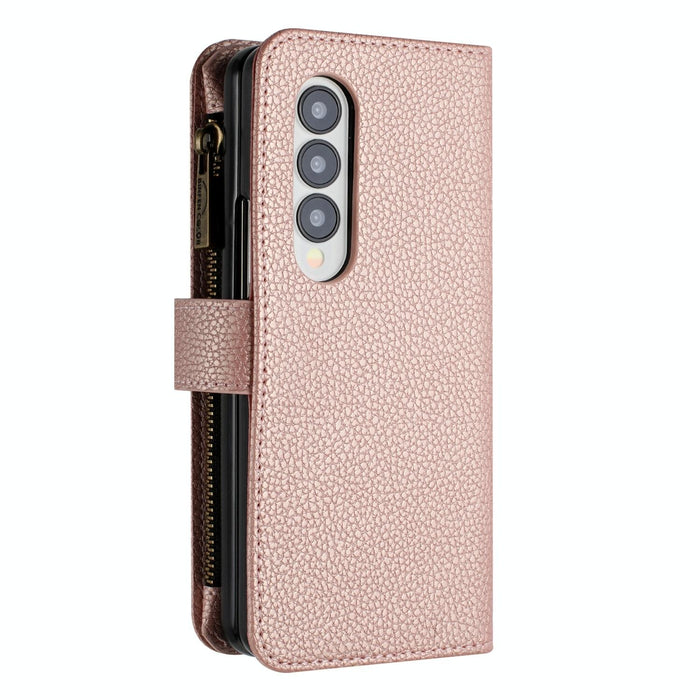 Litchi Texture Zip Wallets For Samsung Galaxy z Fold 4