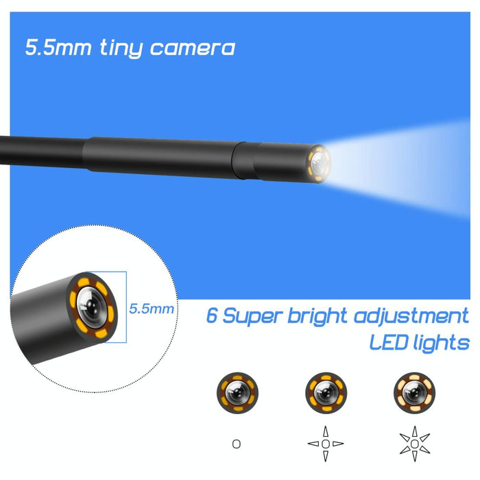 5.5Mm Hd Blue Waterproof Portable Integrated Hand-Held Vertical Screen Industry Endoscope Length 10M Hardwire