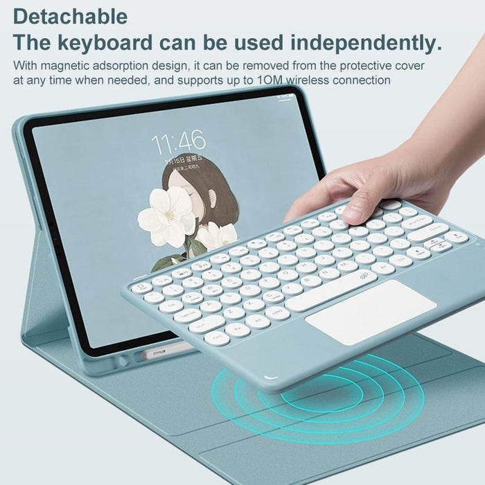 Bluetooth Keyboard Leather Case With Touchpad & Pen Slot For Samsung Galaxy Tab S8+ / S7 Fe / S7+