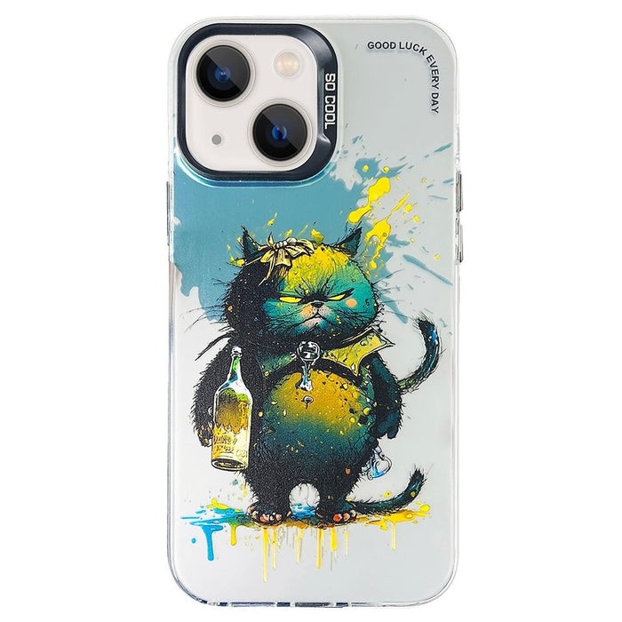 Double Layer Colour Silver Series Animal Oil Painting Phone