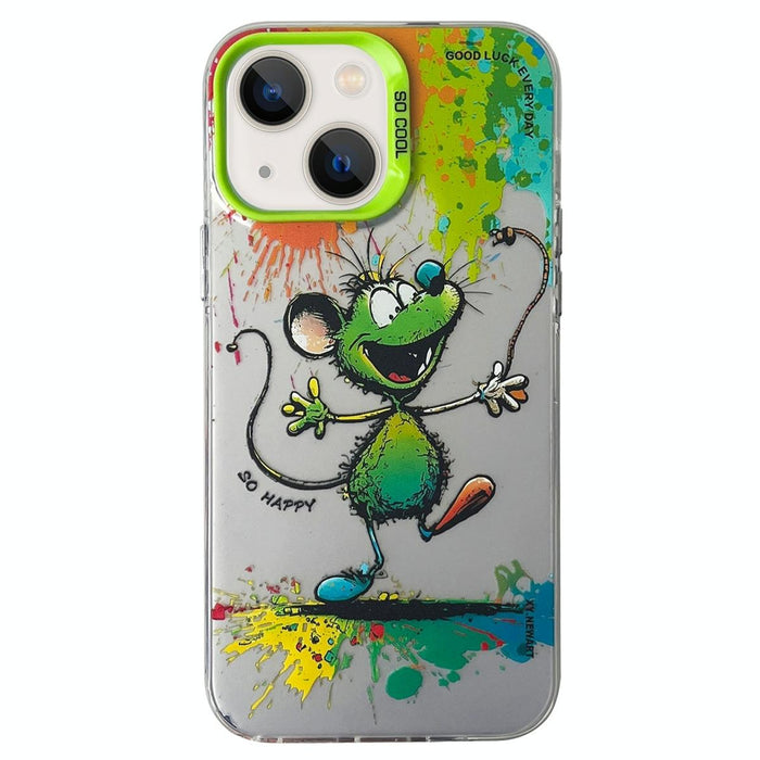 Double Layer Colour Silver Series Animal Oil Painting Phone