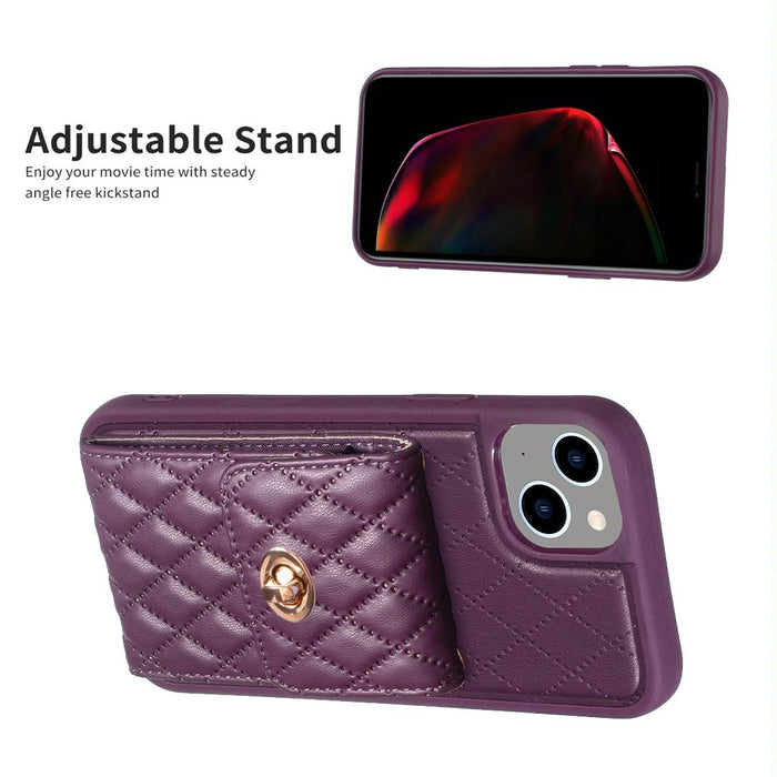 Vertical Wallet Rhombic Leather Phone Case For Iphone 15