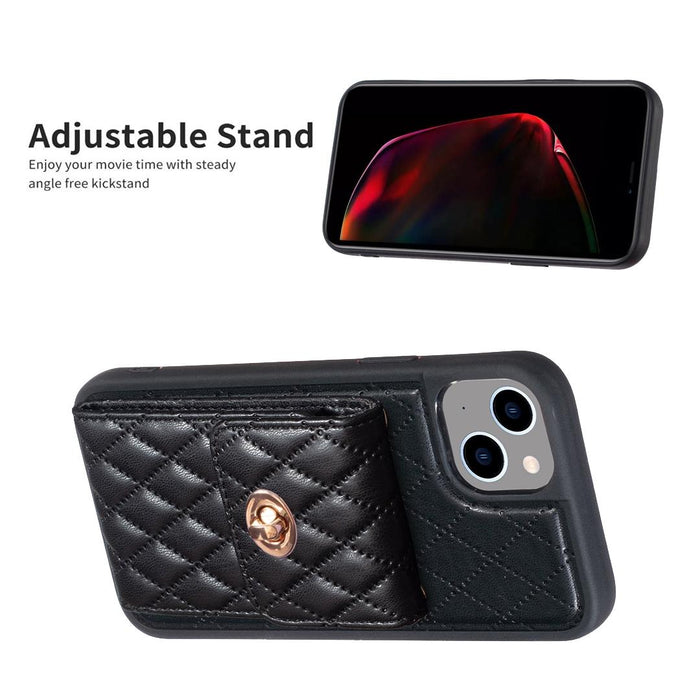 Vertical Wallet Rhombic Leather Phone Case For Iphone 15