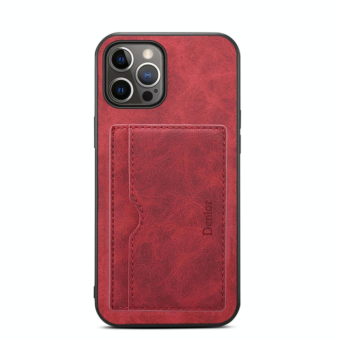 Denior Pu Single Card Slot Holder Phone Case For Iphone 15