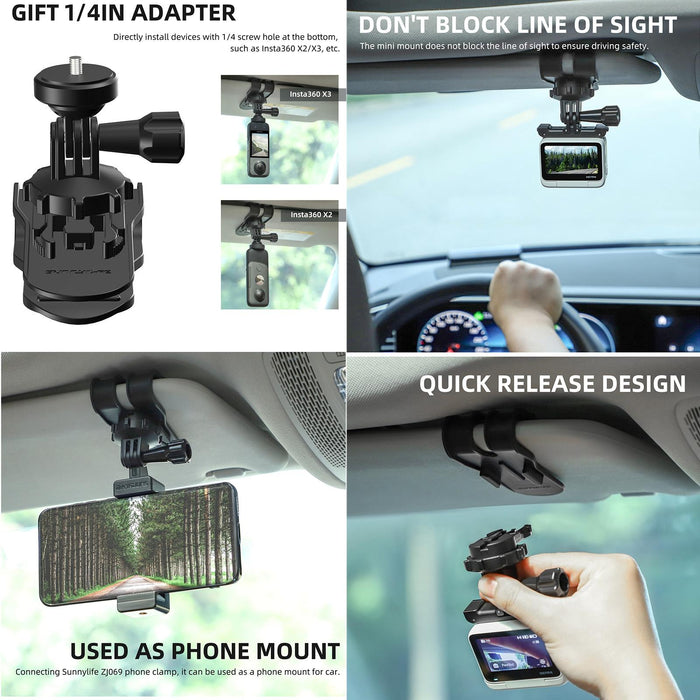 Zj585 Sun Visor Camera Mount Quick Release Holder 360