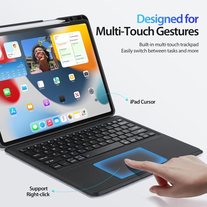 For Ipad Pro 12.9 2022 / 2021 / 2020 Magnetic Wireless Bluetooth Keyboard Tablet Case Black