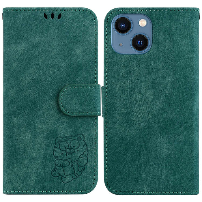 Little Tiger Embossed Leather Phone Case For Iphone 15