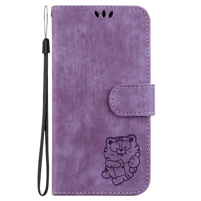 Little Tiger Embossed Leather Phone Case For Iphone 15