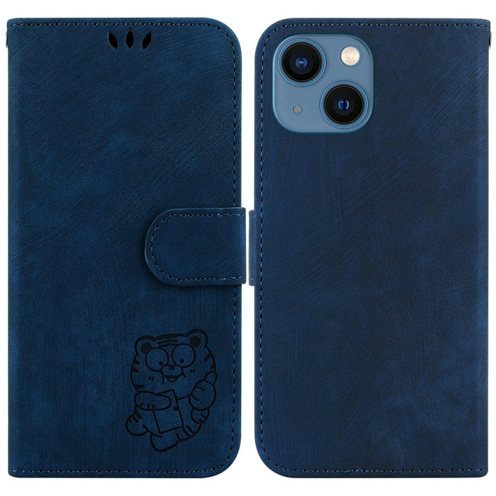 Little Tiger Embossed Leather Phone Case For Iphone 15