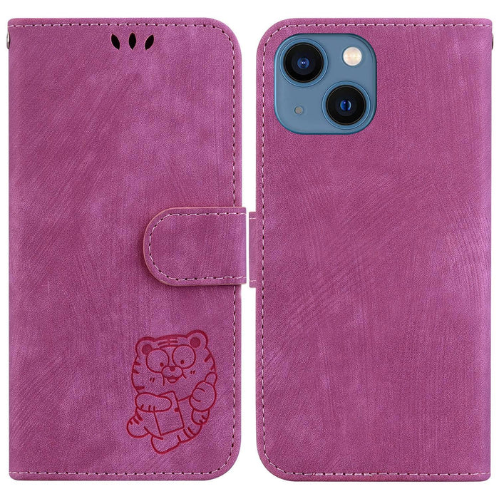 Little Tiger Embossed Leather Phone Case For Iphone 15