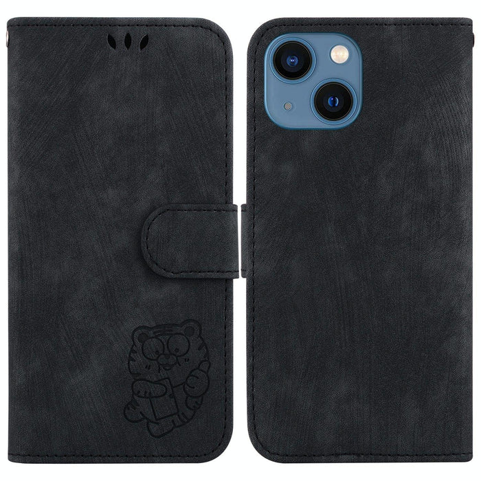 Little Tiger Embossed Leather Phone Case For Iphone 15