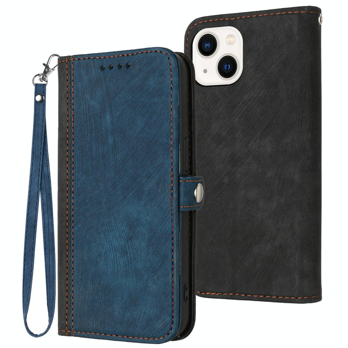 Side Buckle Double Fold Hand Strap Leather Phone Case