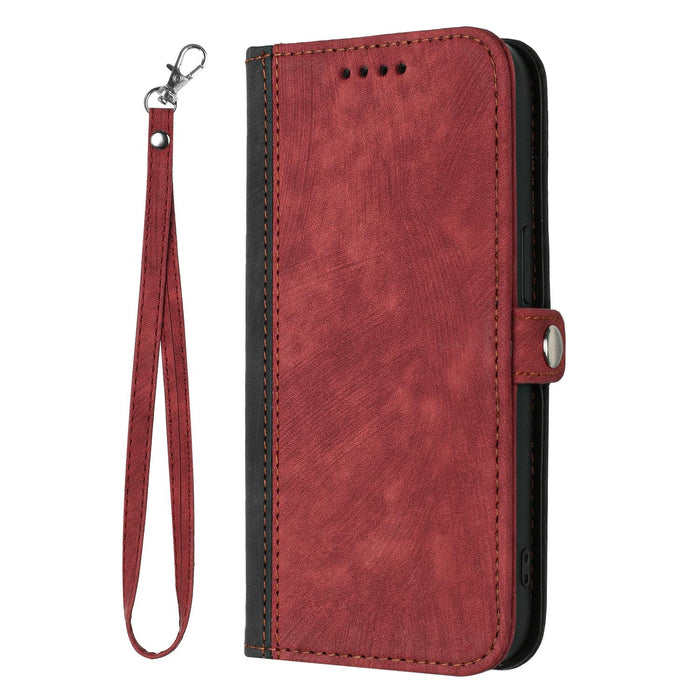 Side Buckle Double Fold Hand Strap Leather Phone Case