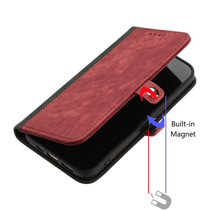 Side Buckle Double Fold Hand Strap Leather Phone Case