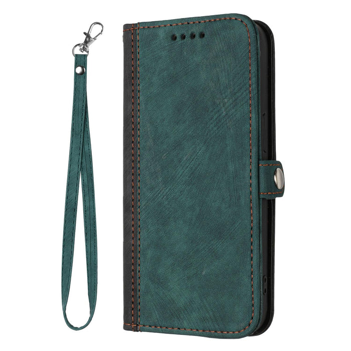 Side Buckle Double Fold Hand Strap Leather Phone Case