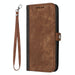 Side Buckle Double Fold Hand Strap Leather Phone Case