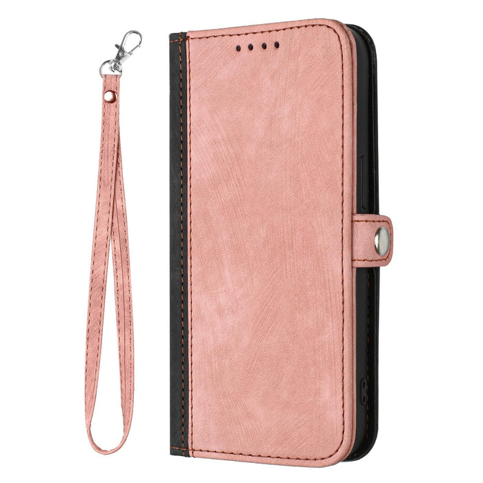 Side Buckle Double Fold Hand Strap Leather Phone Case