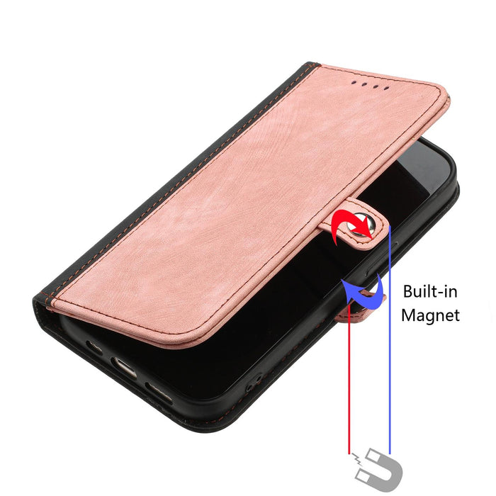 Side Buckle Double Fold Hand Strap Leather Phone Case