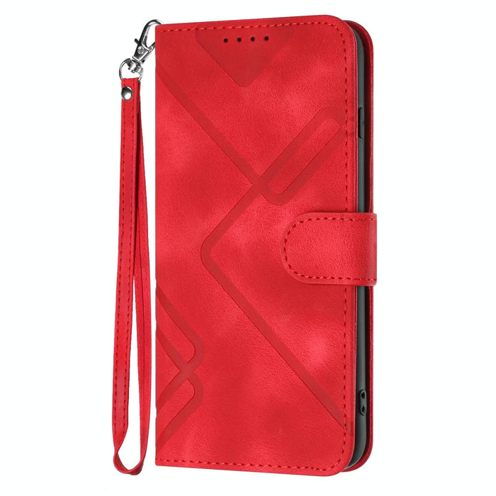 Line Pattern Skin Feel Leather Phone Case For Iphone 15