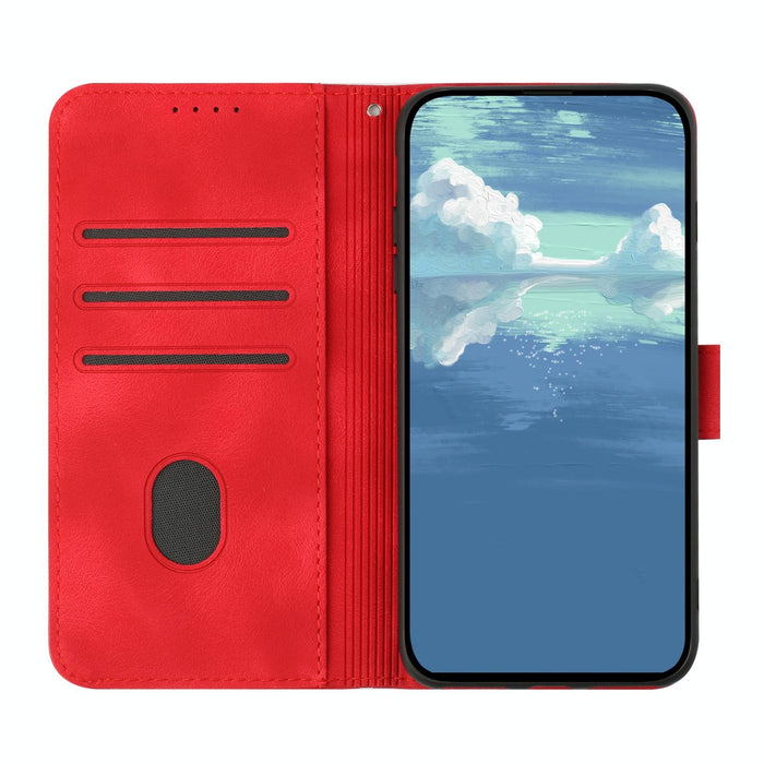 Line Pattern Skin Feel Leather Phone Case For Iphone 15