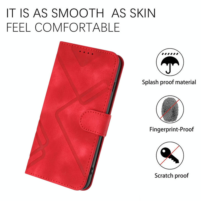 Line Pattern Skin Feel Leather Phone Case For Iphone 15