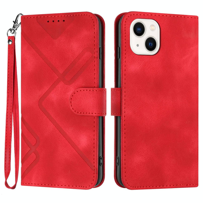 Line Pattern Skin Feel Leather Phone Case For Iphone 15