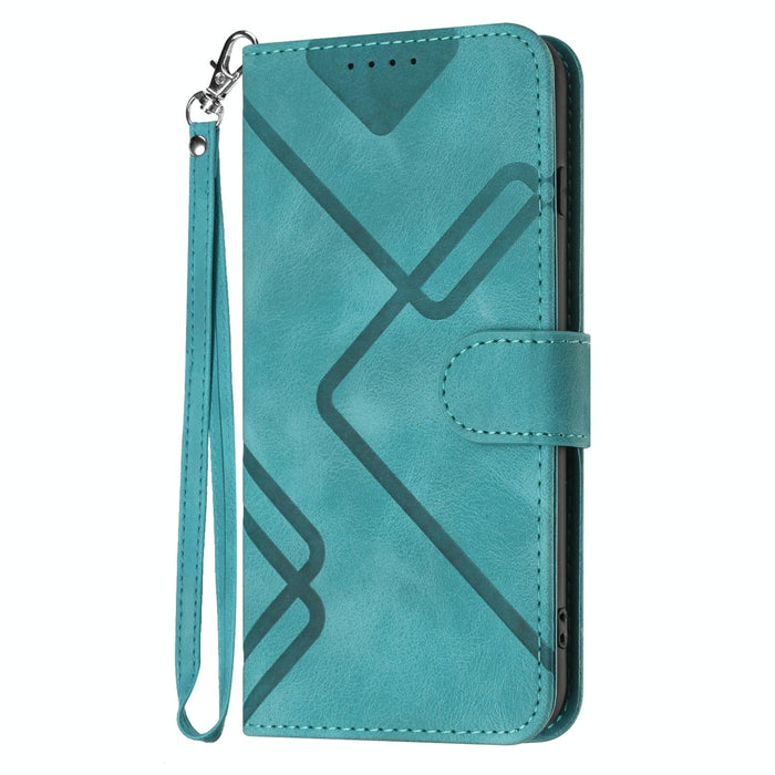 Line Pattern Skin Feel Leather Phone Case For Iphone 15