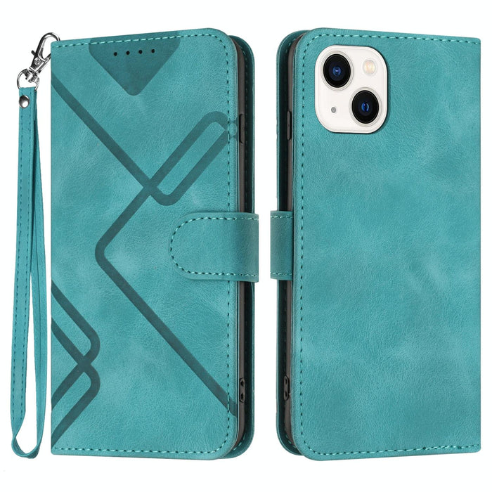 Line Pattern Skin Feel Leather Phone Case For Iphone 15