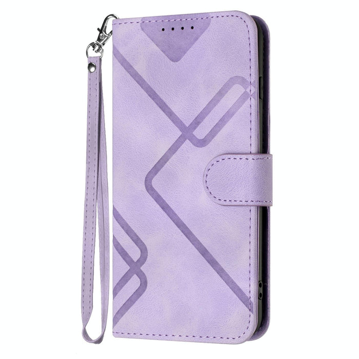 Line Pattern Skin Feel Leather Phone Case For Iphone 15