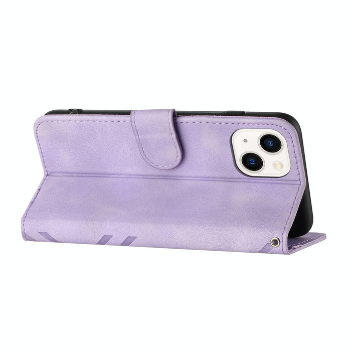 Line Pattern Skin Feel Leather Phone Case For Iphone 15