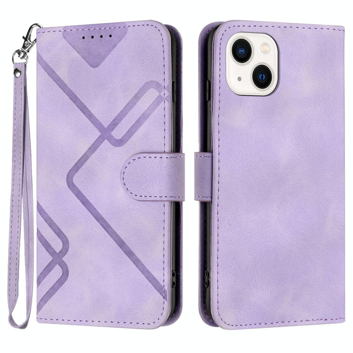 Line Pattern Skin Feel Leather Phone Case For Iphone 15