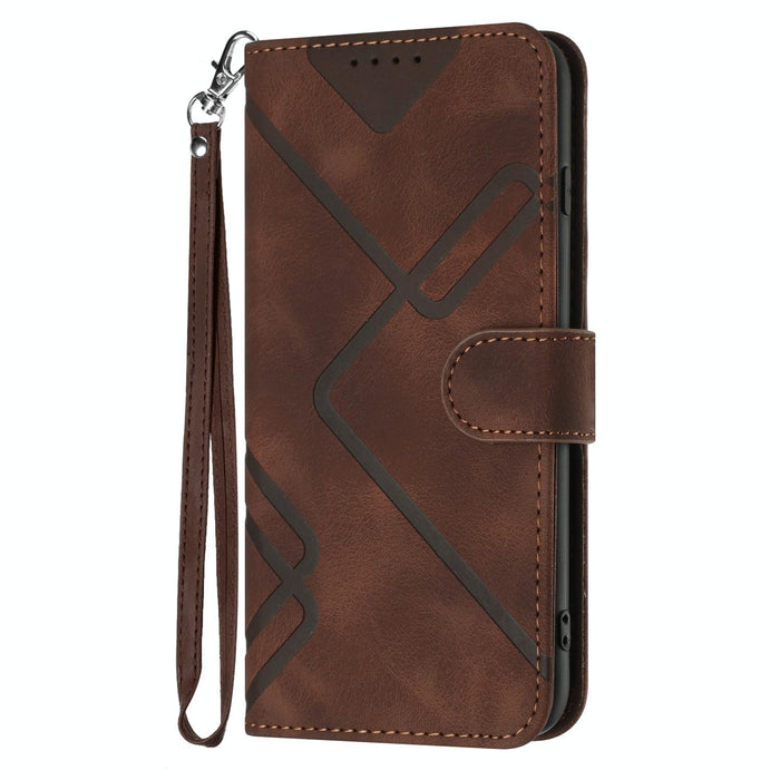 Line Pattern Skin Feel Leather Phone Case For Iphone 15