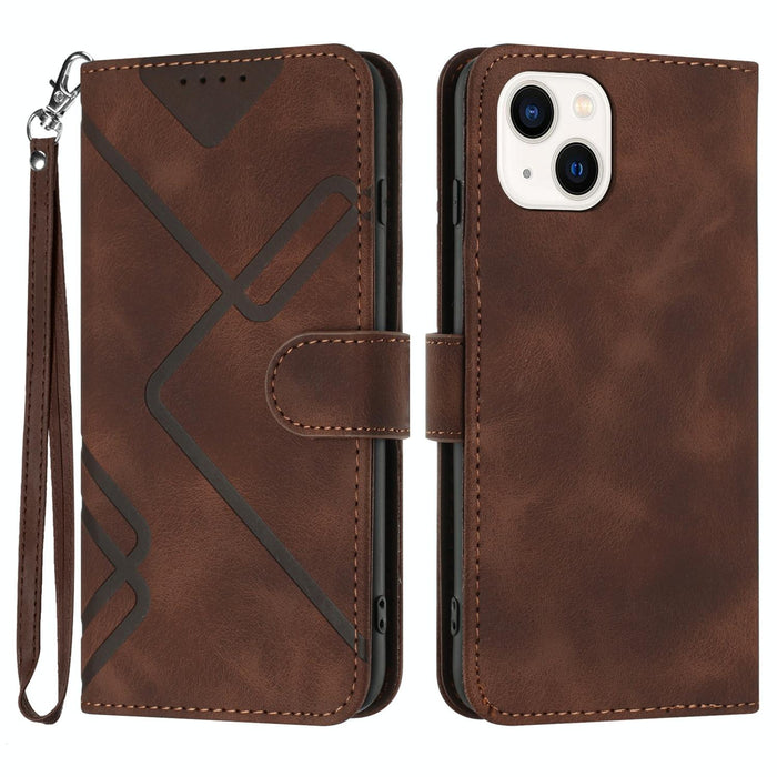 Line Pattern Skin Feel Leather Phone Case For Iphone 15