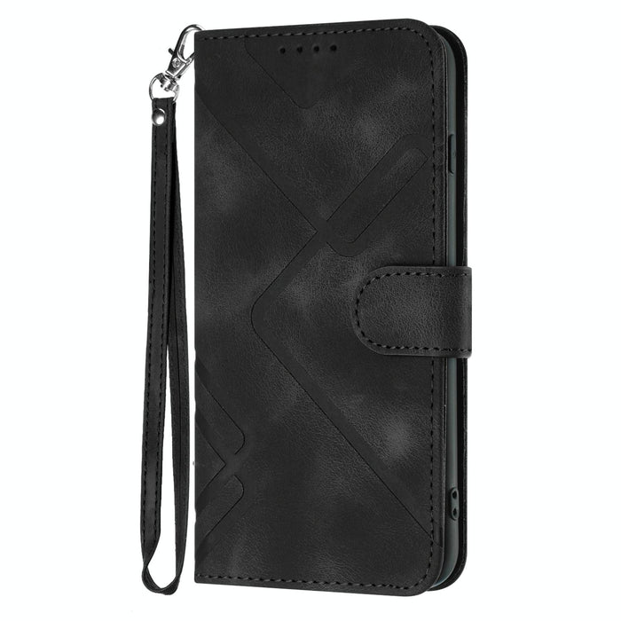 Line Pattern Skin Feel Leather Phone Case For Iphone 15